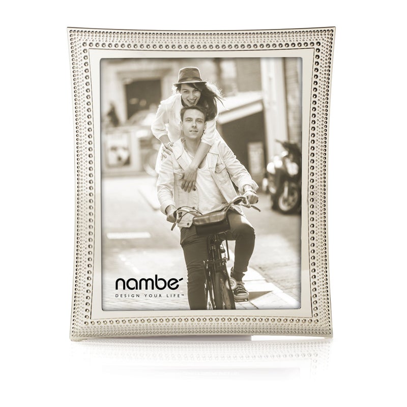Nambe NambÃ© Beaded 8" x 10" Photo Frame - Plated Glass Display with Vintage-Inspired Beaded Edges & Bowed Sides, Decorative Tabletop Accent for Home, Office & Mantel DÃ©cor, Gift-Ready Design (Silver) - Image 1